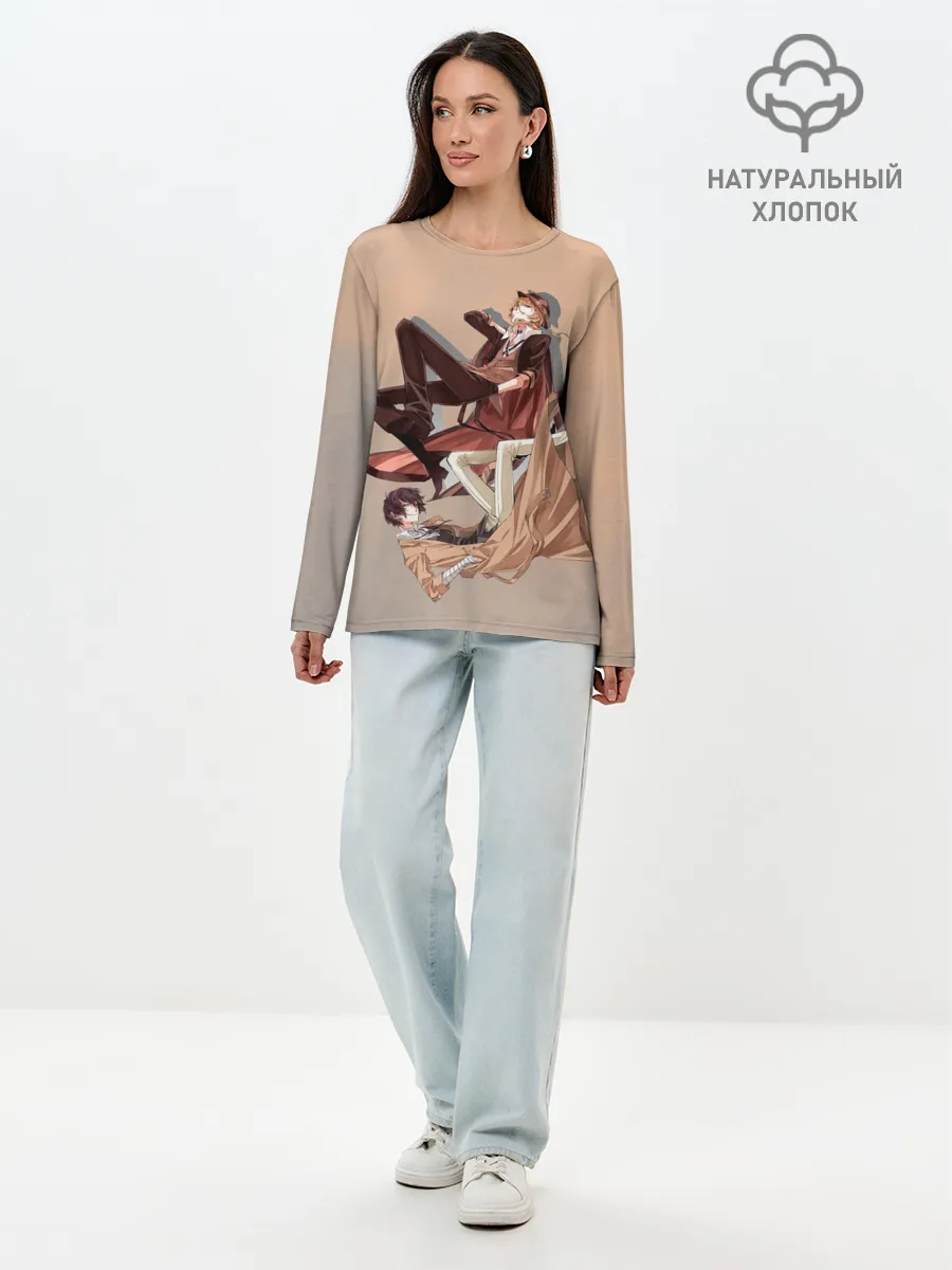 Лонгслив женский. Хлопок / Дазай и Чуя