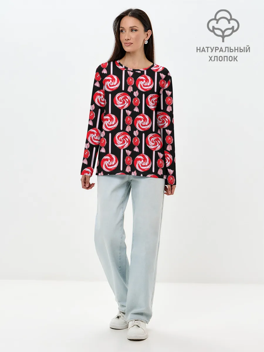 Лонгслив женский. Хлопок / Леденцы