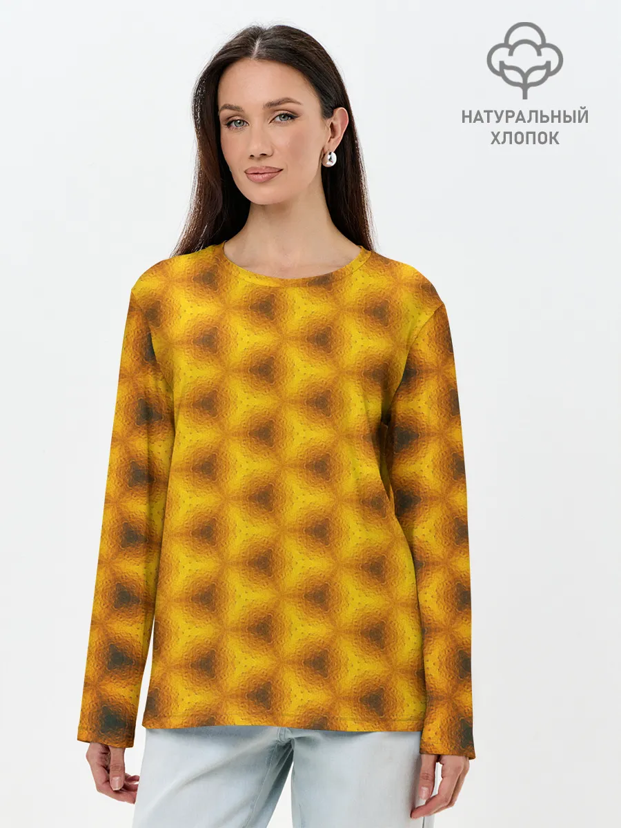 Лонгслив женский. Хлопок / Синие соты