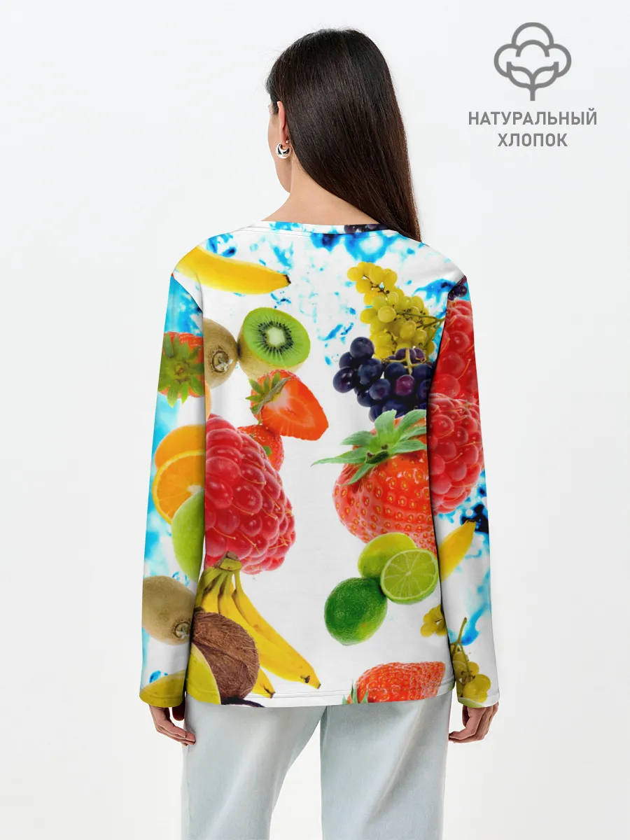 Лонгслив женский. Хлопок / фрукты