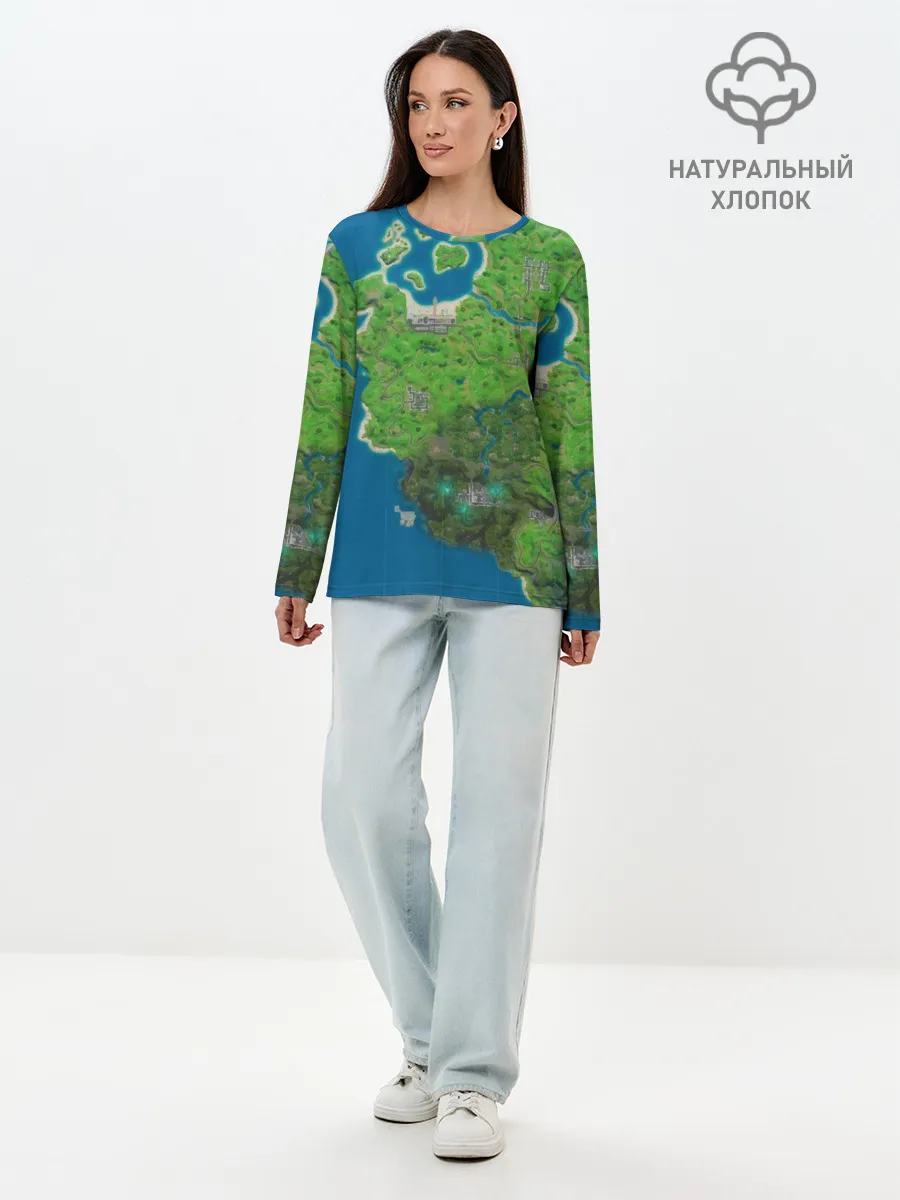 Лонгслив женский. Хлопок / Fortnite карта