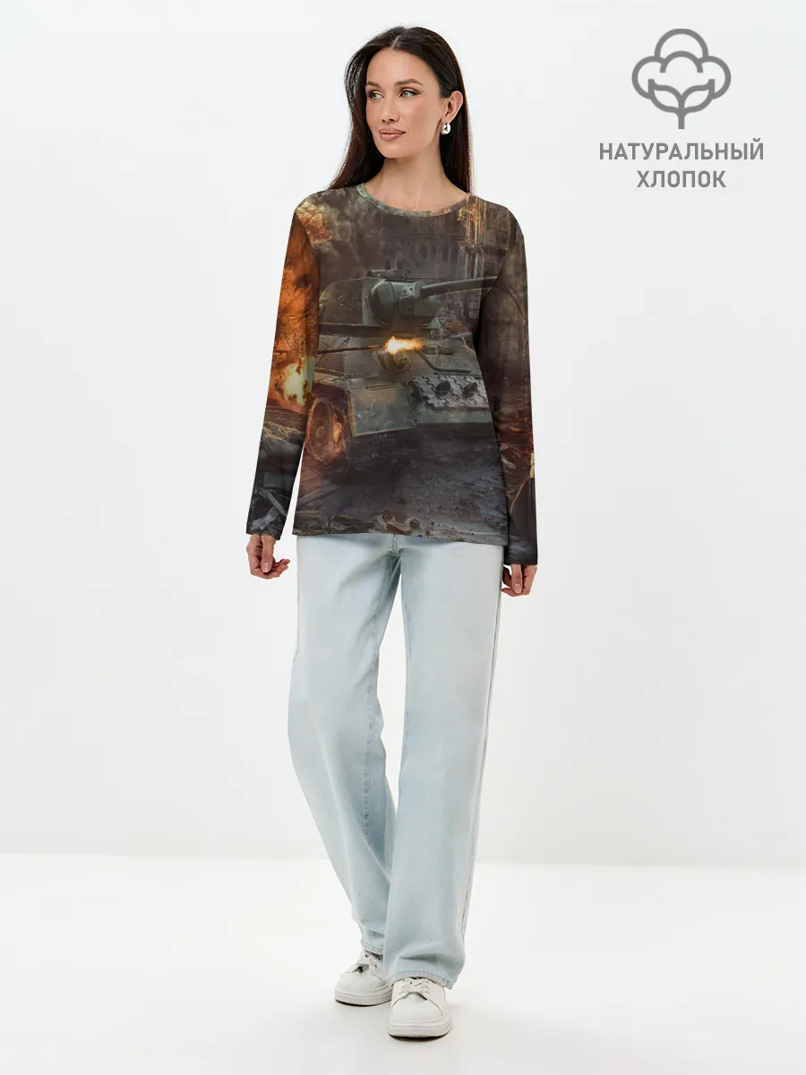 Лонгслив женский. Хлопок / Танки