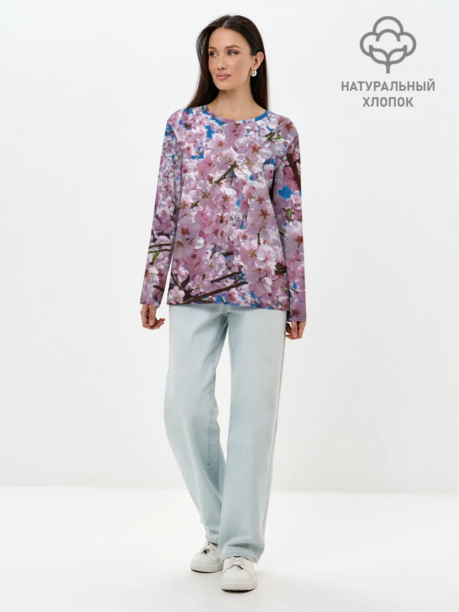 Лонгслив женский. Хлопок / Цветущая Сакура