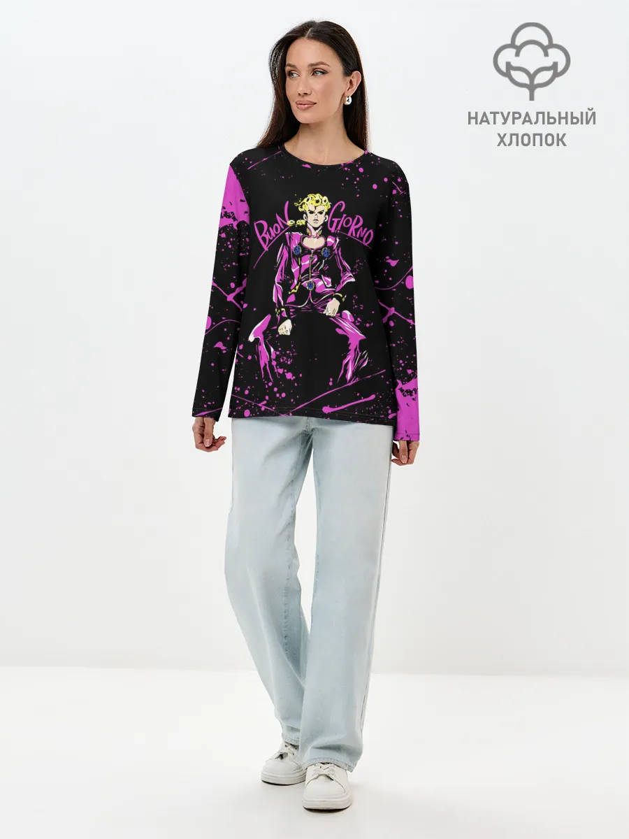 Лонгслив женский. Хлопок / Кира джоджо фиолетовые брызги