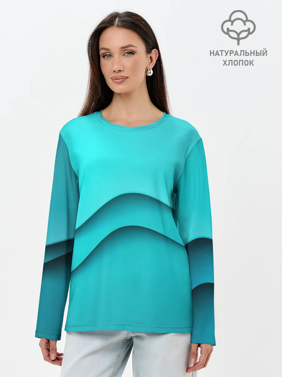 Лонгслив женский. Хлопок / Волна