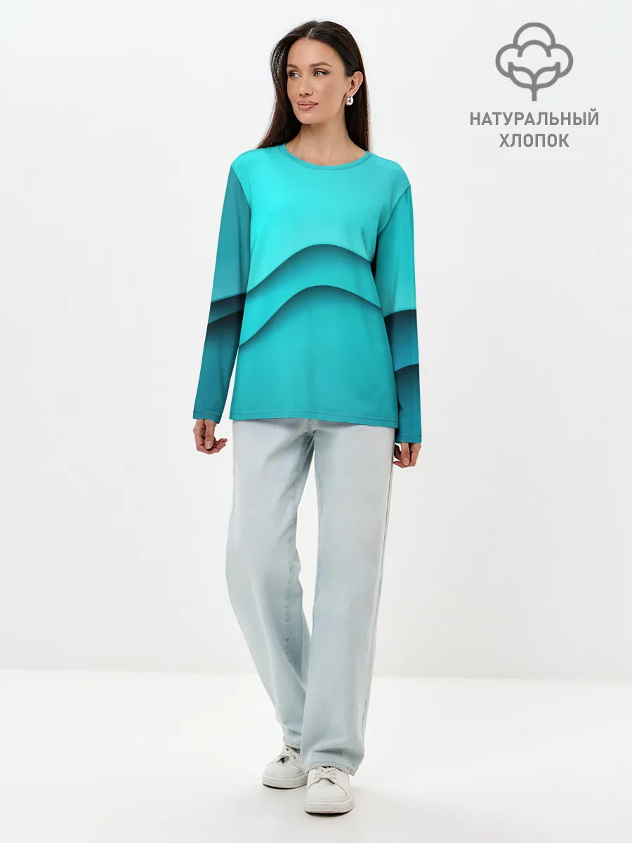 Лонгслив женский. Хлопок / Волна