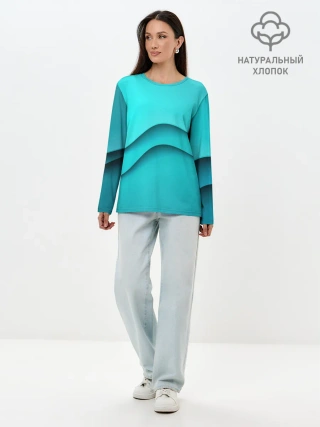 Лонгслив женский. Хлопок / Волна