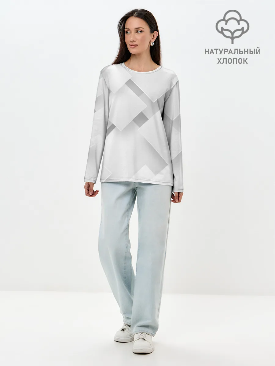 Лонгслив женский. Хлопок / Геометрическая Абстракция