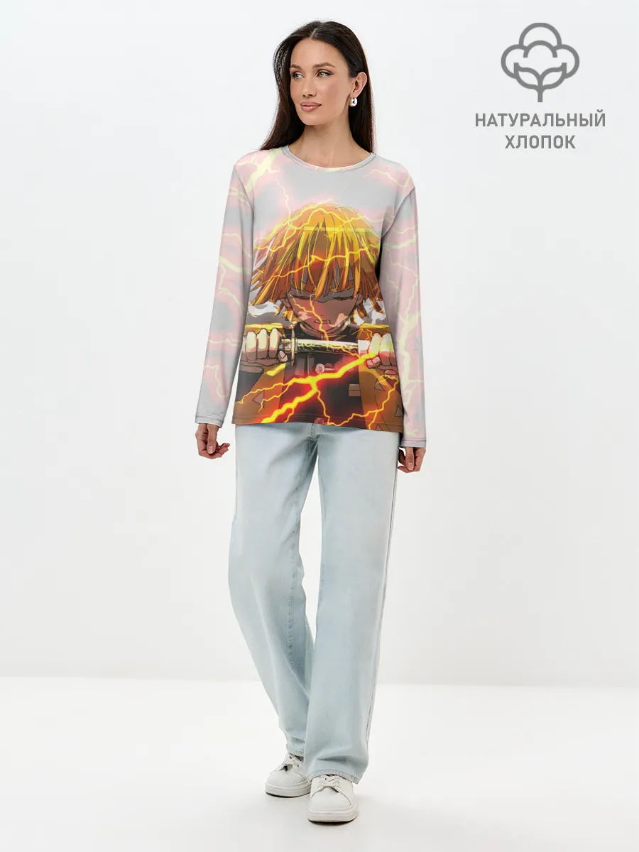 Лонгслив женский. Хлопок / Kimetsu no yaiba достает меч