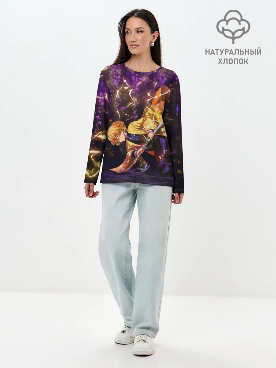 Лонгслив женский. Хлопок / Kimetsu no yaiba готовится