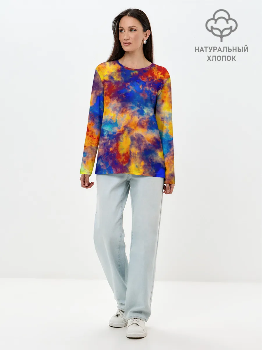 Лонгслив женский. Хлопок / Огненно-синий полутон