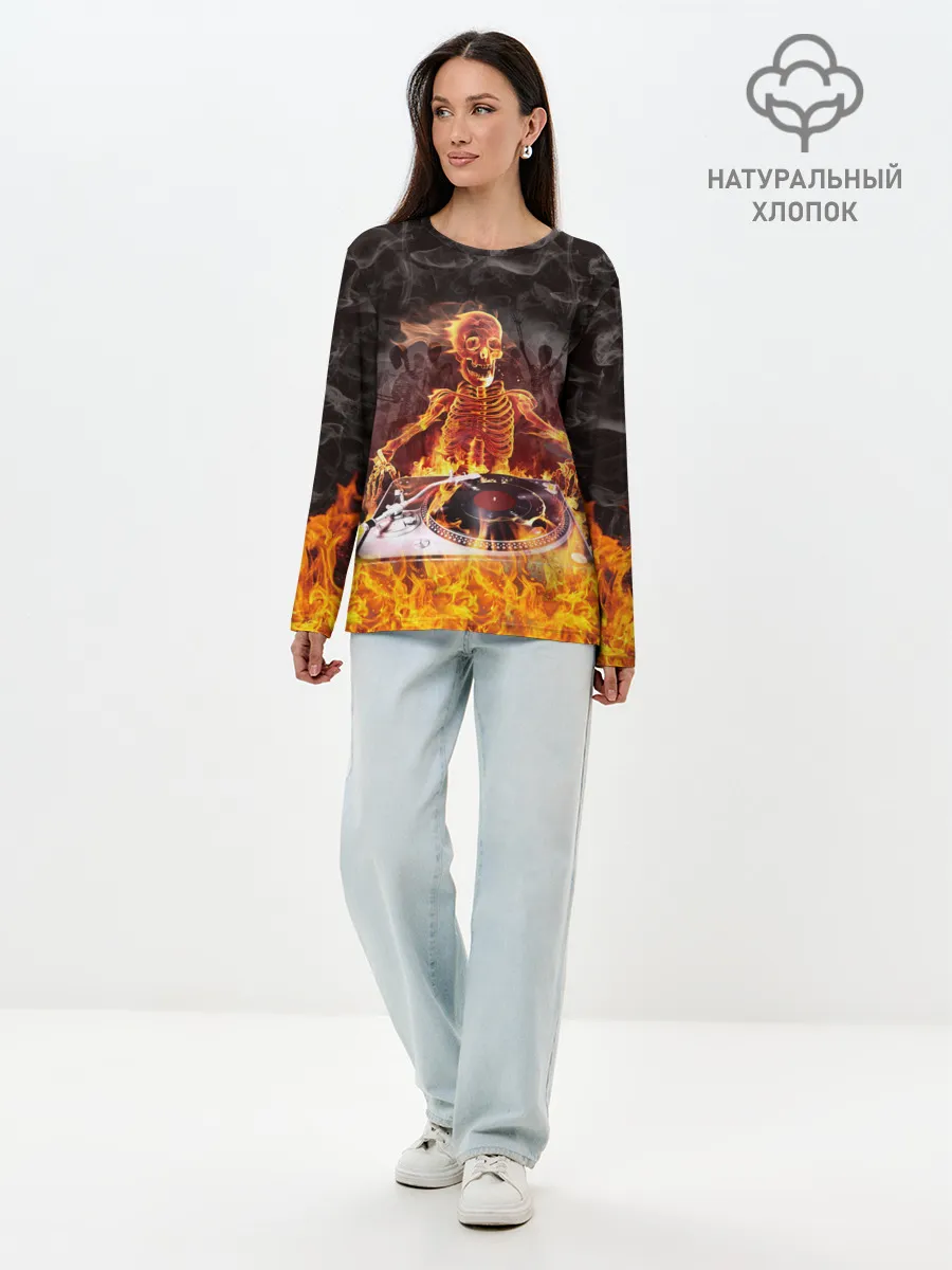 Лонгслив женский. Хлопок / Вечеринка у скелетов