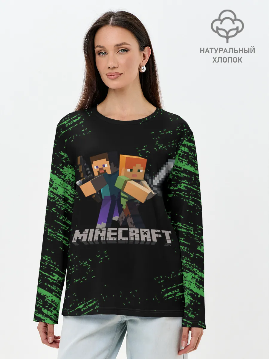 Лонгслив женский. Хлопок / MINECRAFT