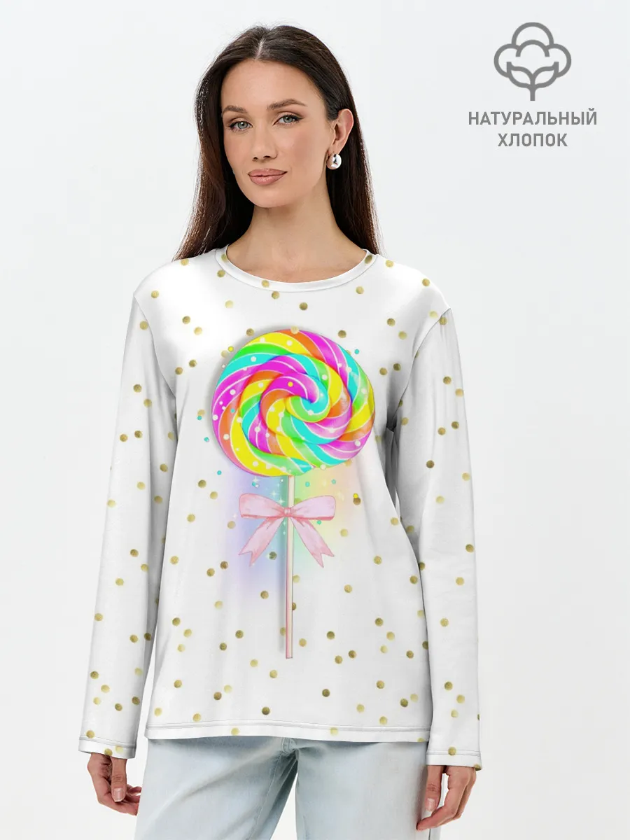Лонгслив женский. Хлопок / Леденец