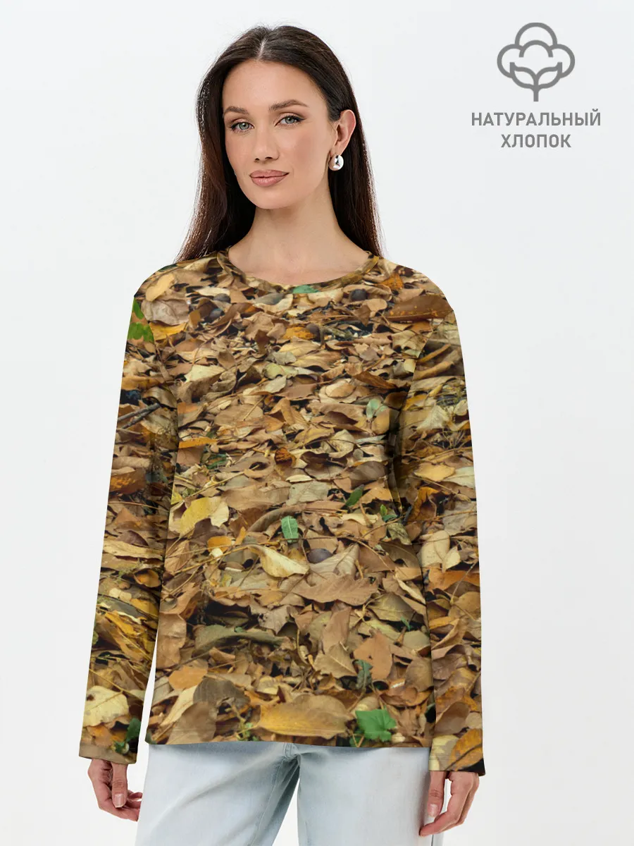 Лонгслив женский. Хлопок / Листья