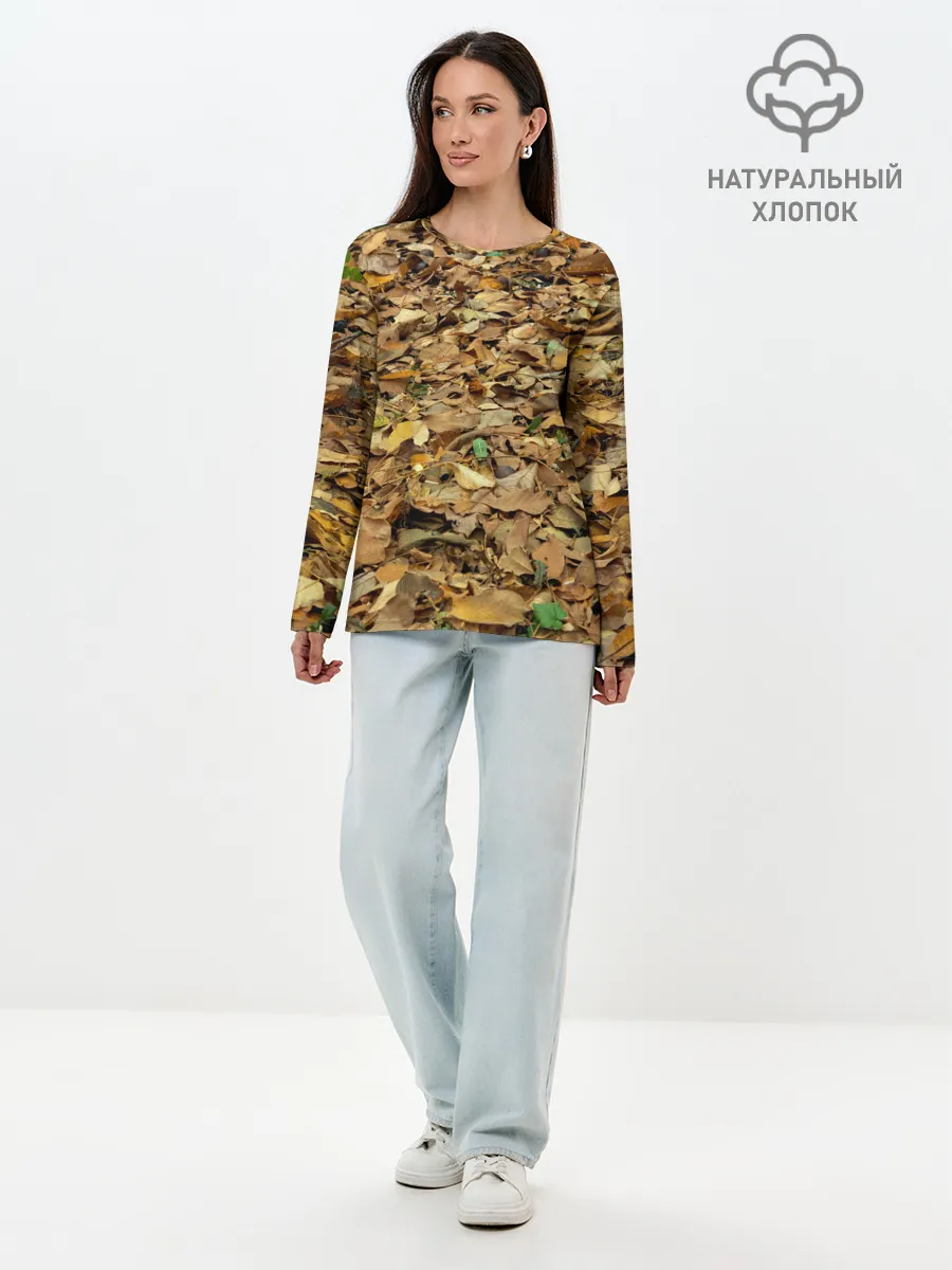 Лонгслив женский. Хлопок / Листья
