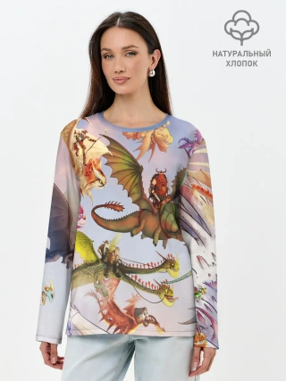 Лонгслив женский. Хлопок / Как приручить дракона