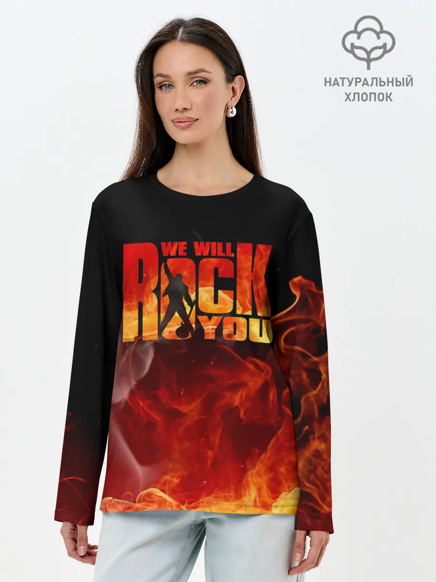 Лонгслив женский. Хлопок / Queen - We Will Rock You