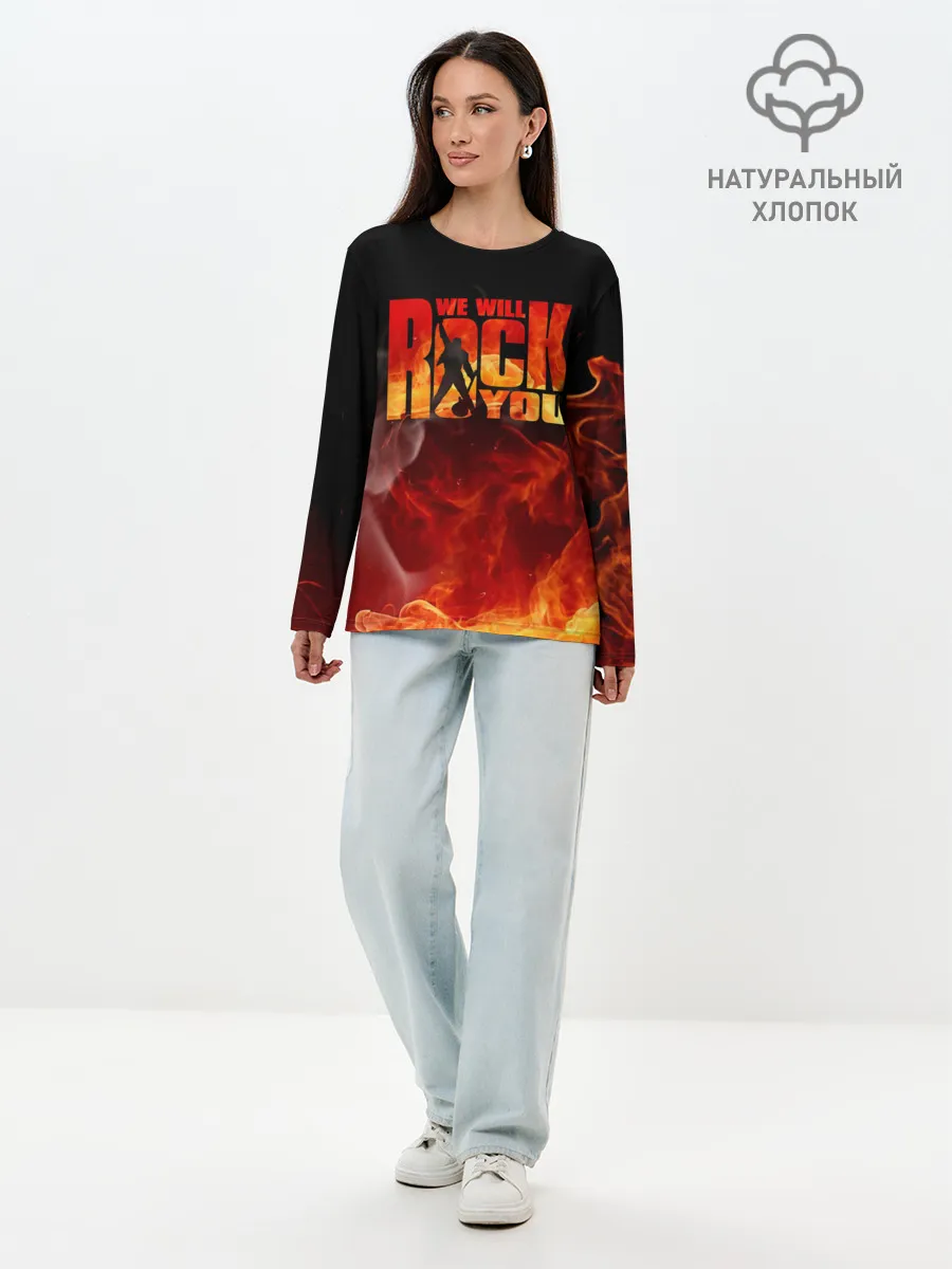 Лонгслив женский. Хлопок / Queen - We Will Rock You