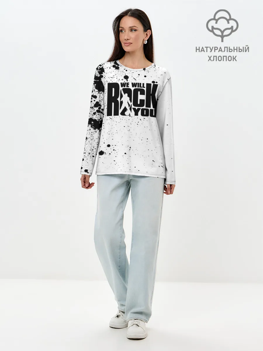 Лонгслив женский. Хлопок / Queen - We Will Rock You