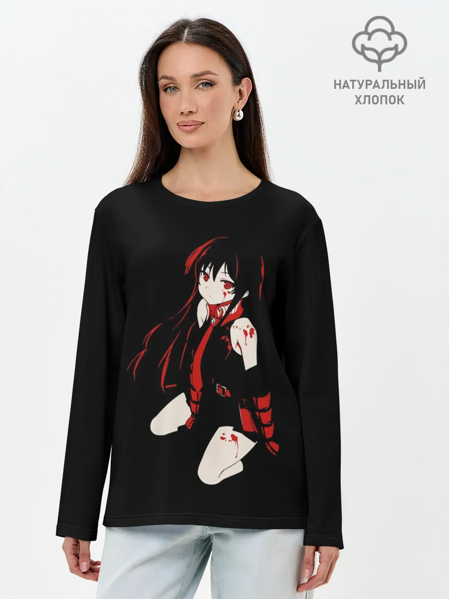 Лонгслив женский. Хлопок / Anime Girl red