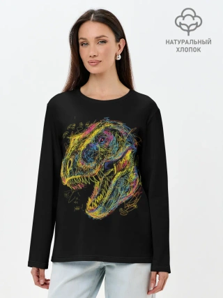 Лонгслив женский. Хлопок / Тираннозавр Рекс