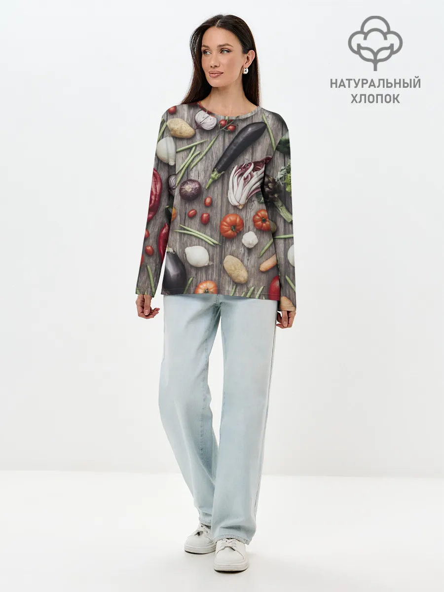 Лонгслив женский. Хлопок / Еда