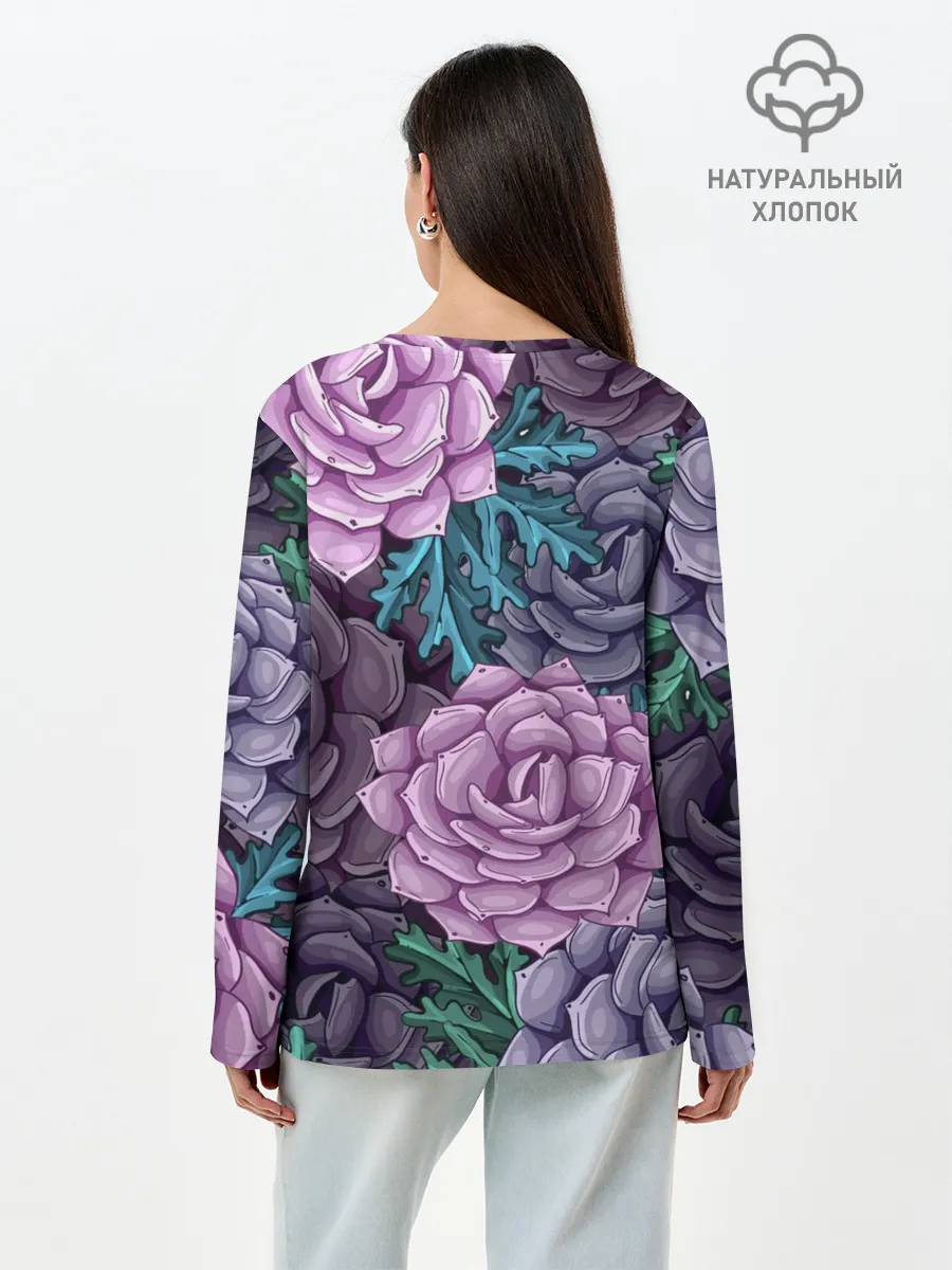 Лонгслив женский. Хлопок / Цветы