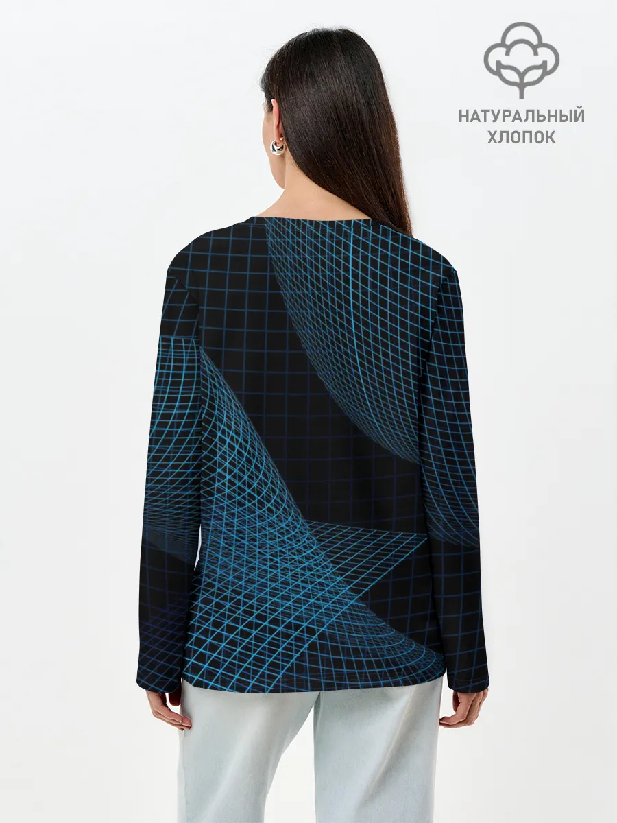 Лонгслив женский. Хлопок / Сетка