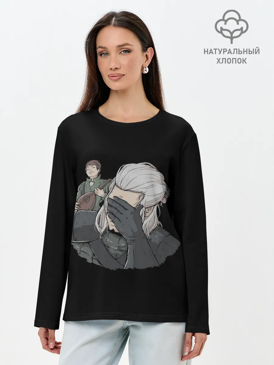 Лонгслив женский. Хлопок / The Witcher Facepalm