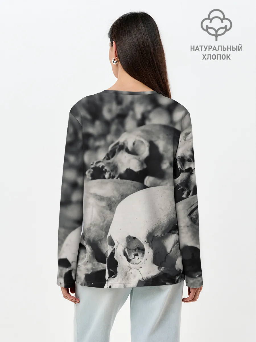 Лонгслив женский. Хлопок / ЧЕРЕПА