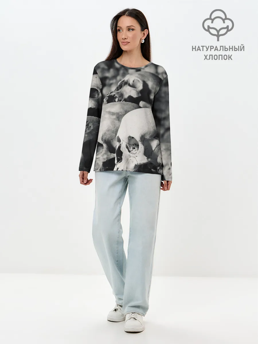Лонгслив женский. Хлопок / ЧЕРЕПА