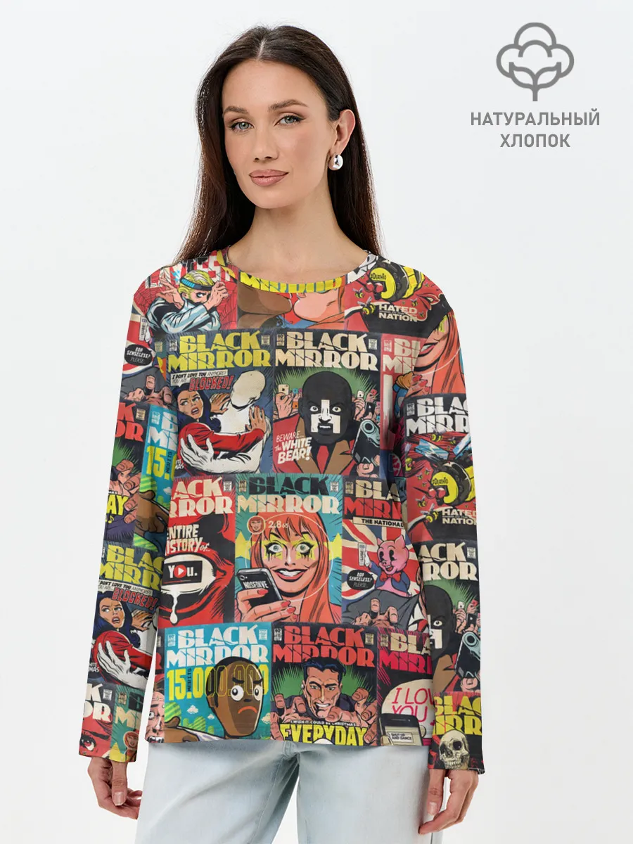 Лонгслив женский. Хлопок / ЧЕРНОЕ ЗЕРКАЛО