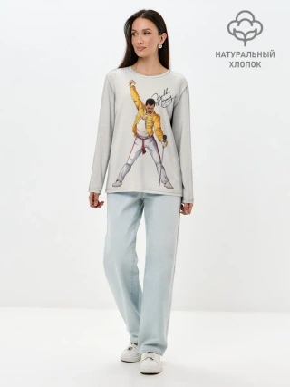 Лонгслив женский. Хлопок / Фредди Меркьюри автограф