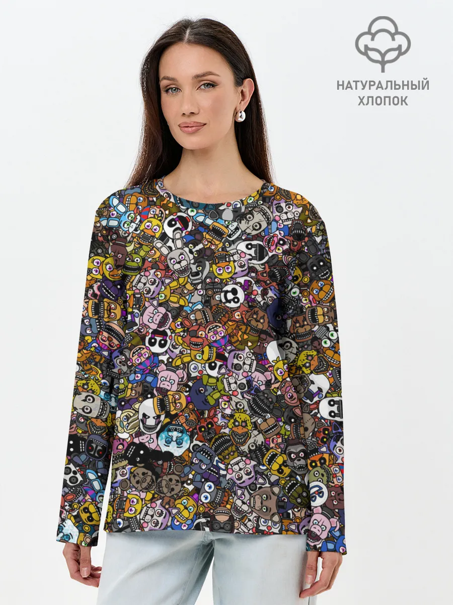 Лонгслив женский. Хлопок / FNaF стикербомбинг