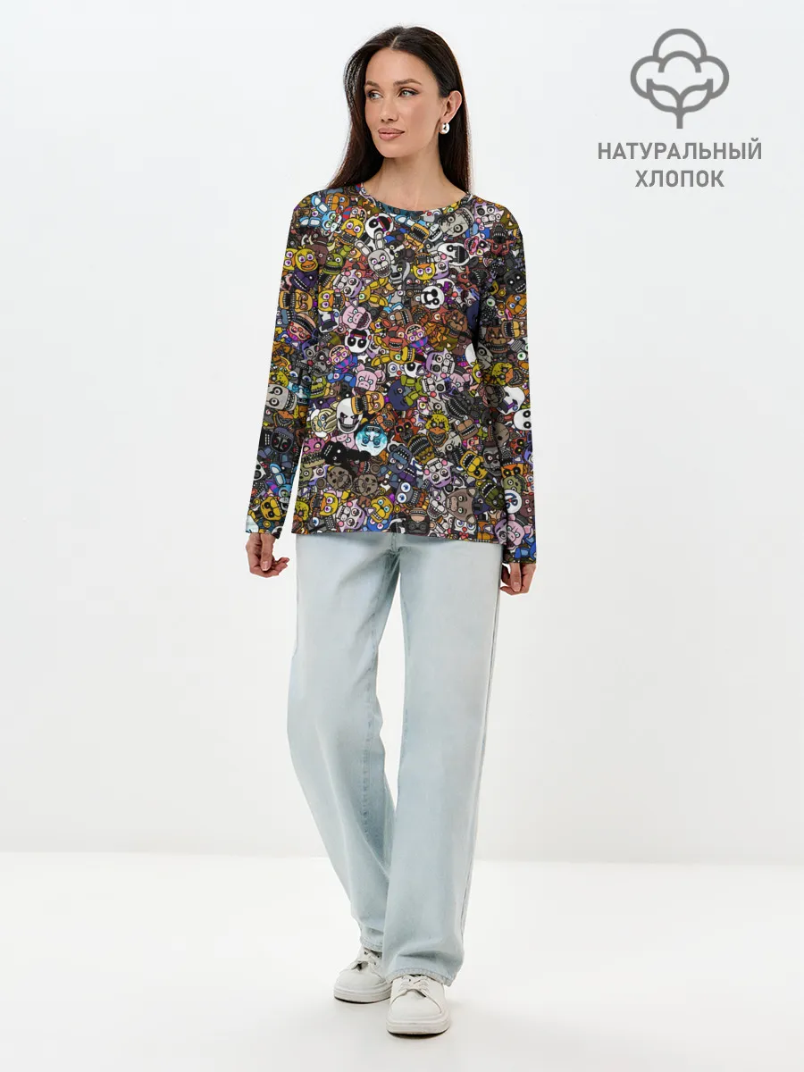 Лонгслив женский. Хлопок / FNaF стикербомбинг