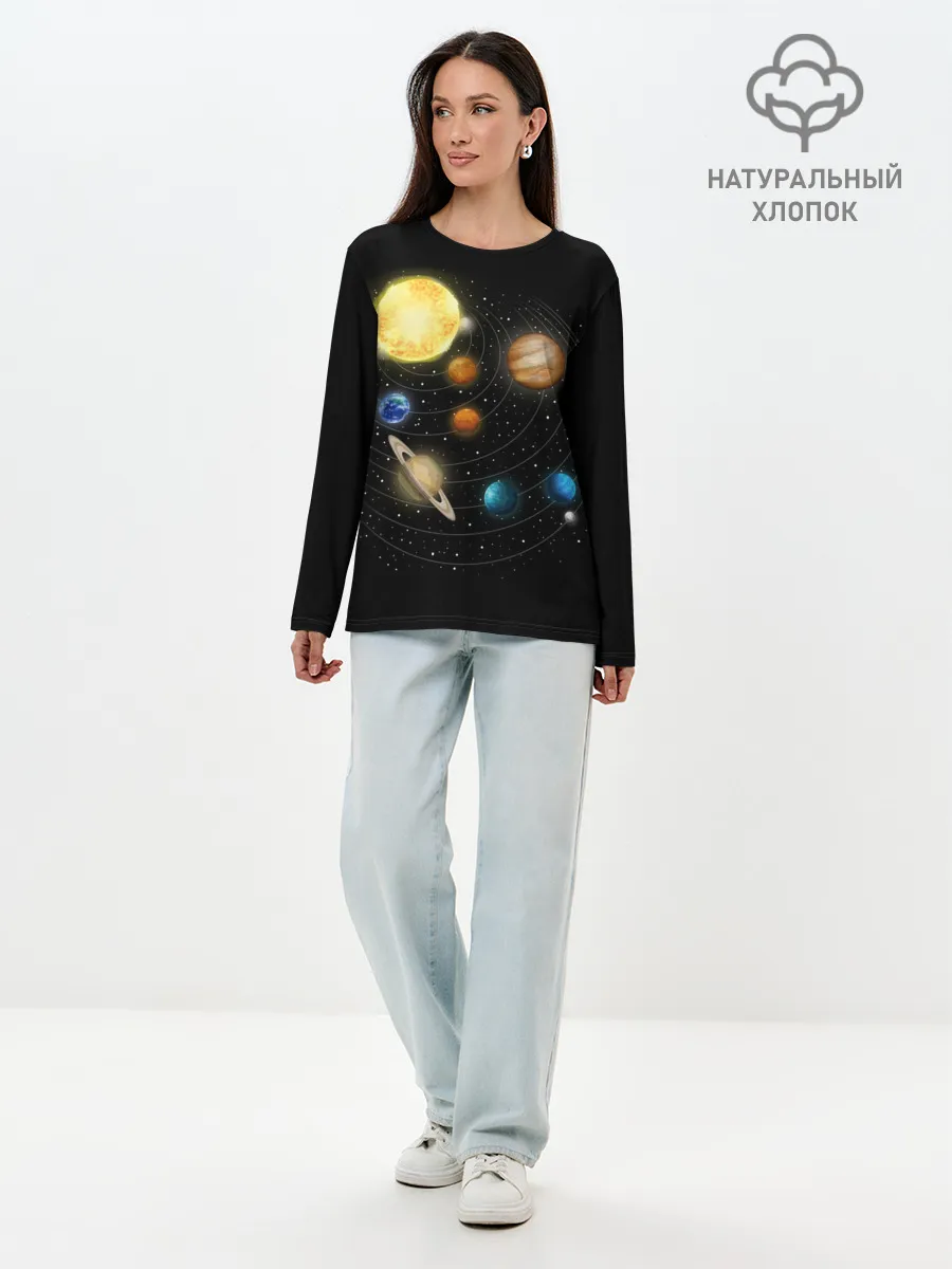 Лонгслив женский. Хлопок / Солнечная Система