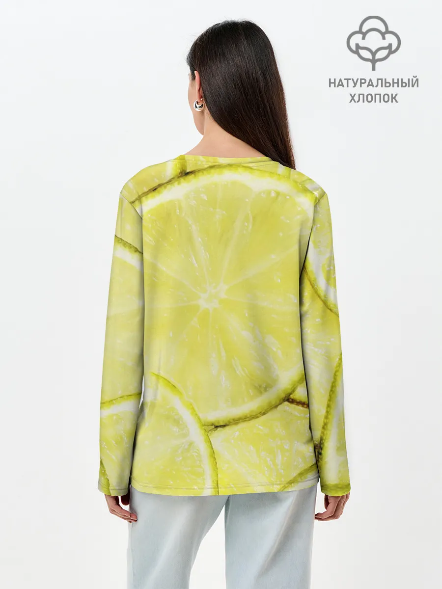 Лонгслив женский. Хлопок / Лайм