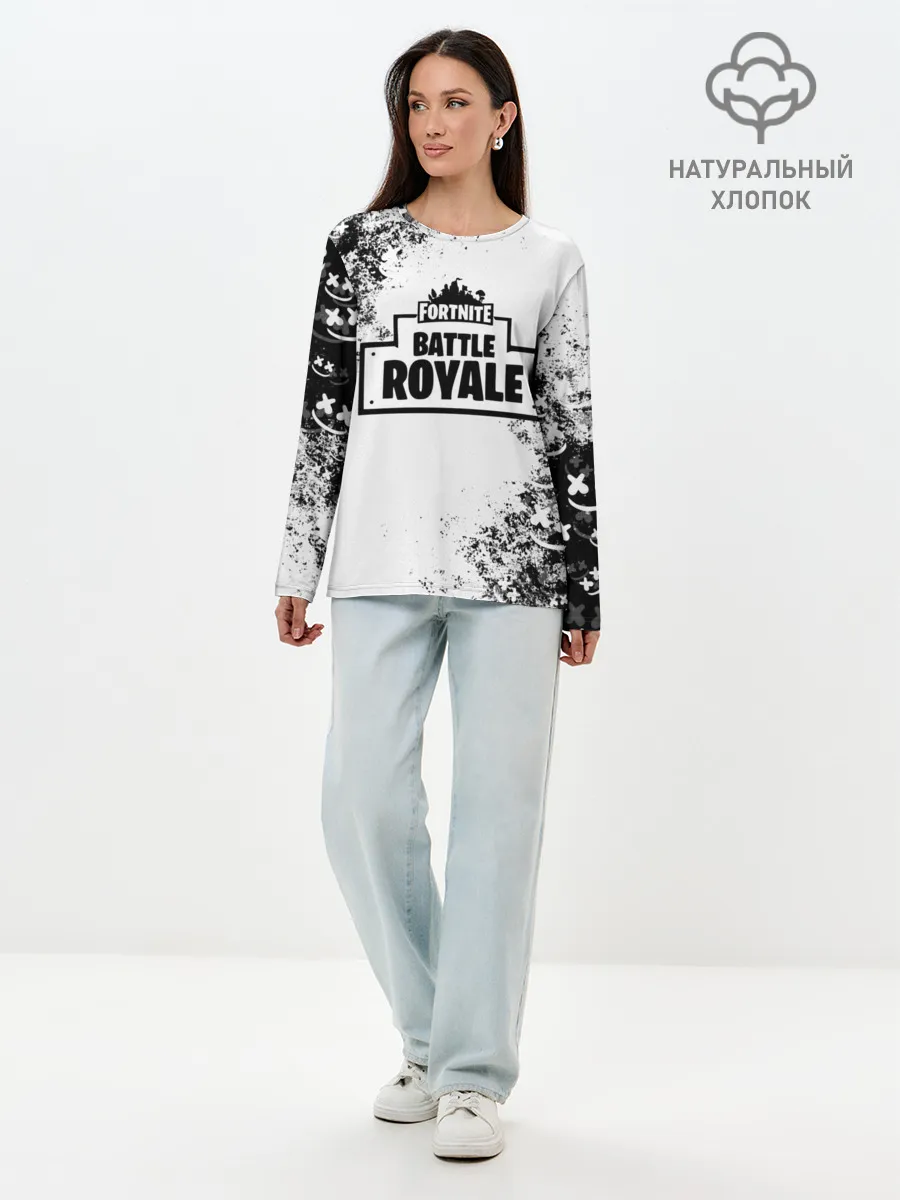 Лонгслив женский. Хлопок / Fortnite & Marshmello
