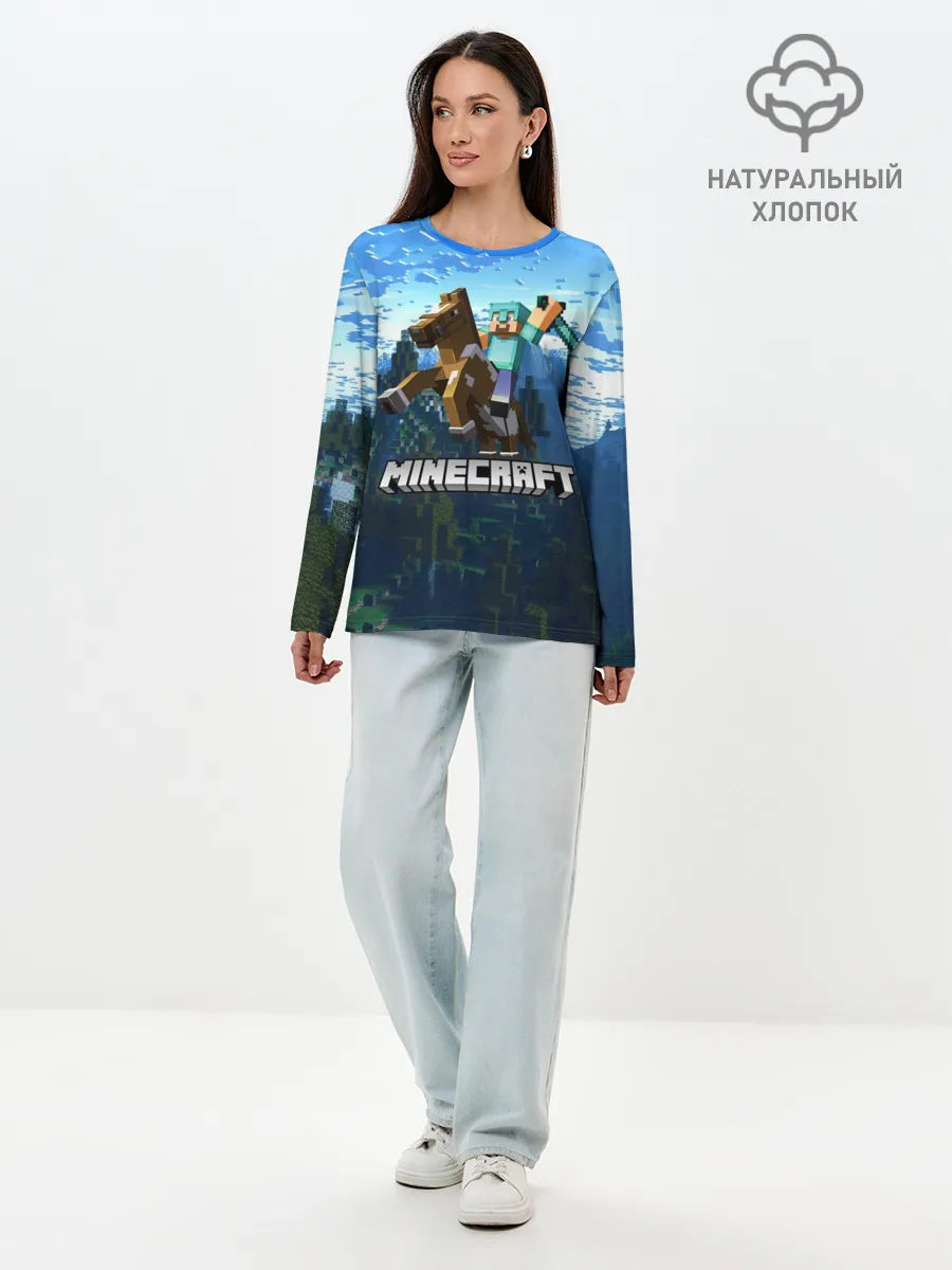 Лонгслив женский. Хлопок / Minecraft / Майнкрафт