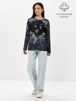 Лонгслив женский. Хлопок / ЧЕРНОЕ ЗЕРКАЛО