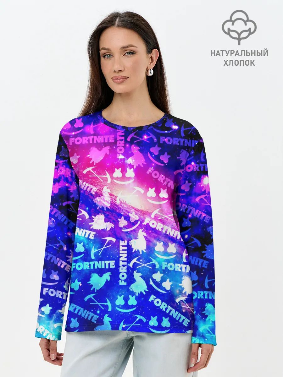 Лонгслив женский. Хлопок / FORTNITE&MARSMELLO COSMO