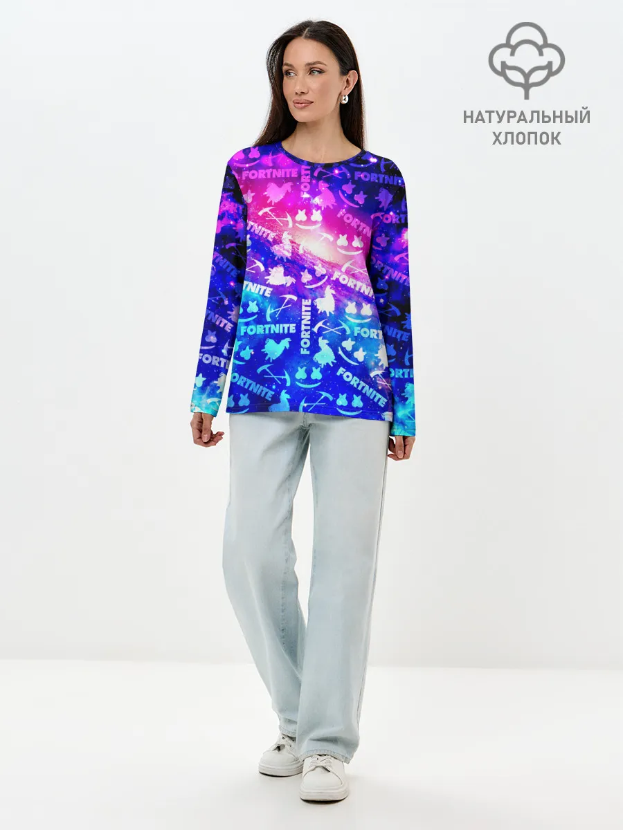 Лонгслив женский. Хлопок / FORTNITE&MARSMELLO COSMO