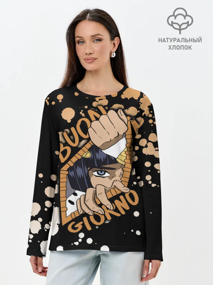 Лонгслив женский. Хлопок / Buon Giorno коричневые брызги