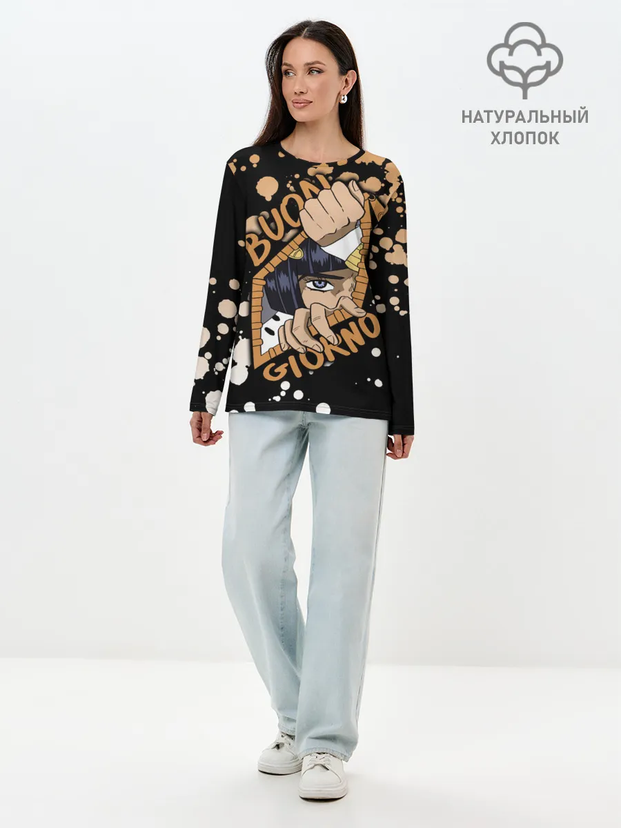 Лонгслив женский. Хлопок / Buon Giorno коричневые брызги