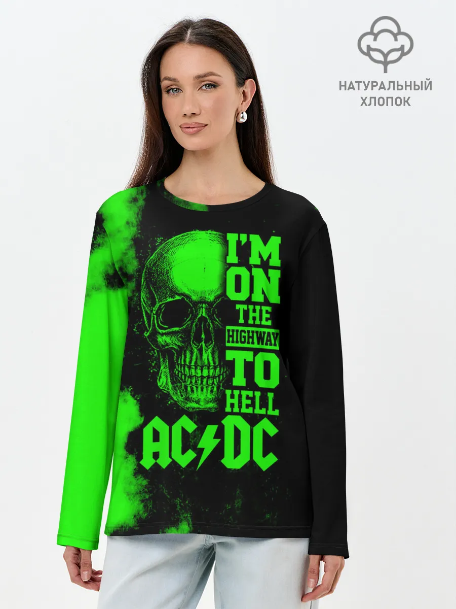 Лонгслив женский. Хлопок / Im on the highway to hell AC/DC