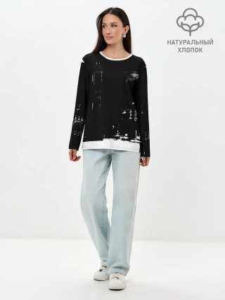 Лонгслив женский. Хлопок / город