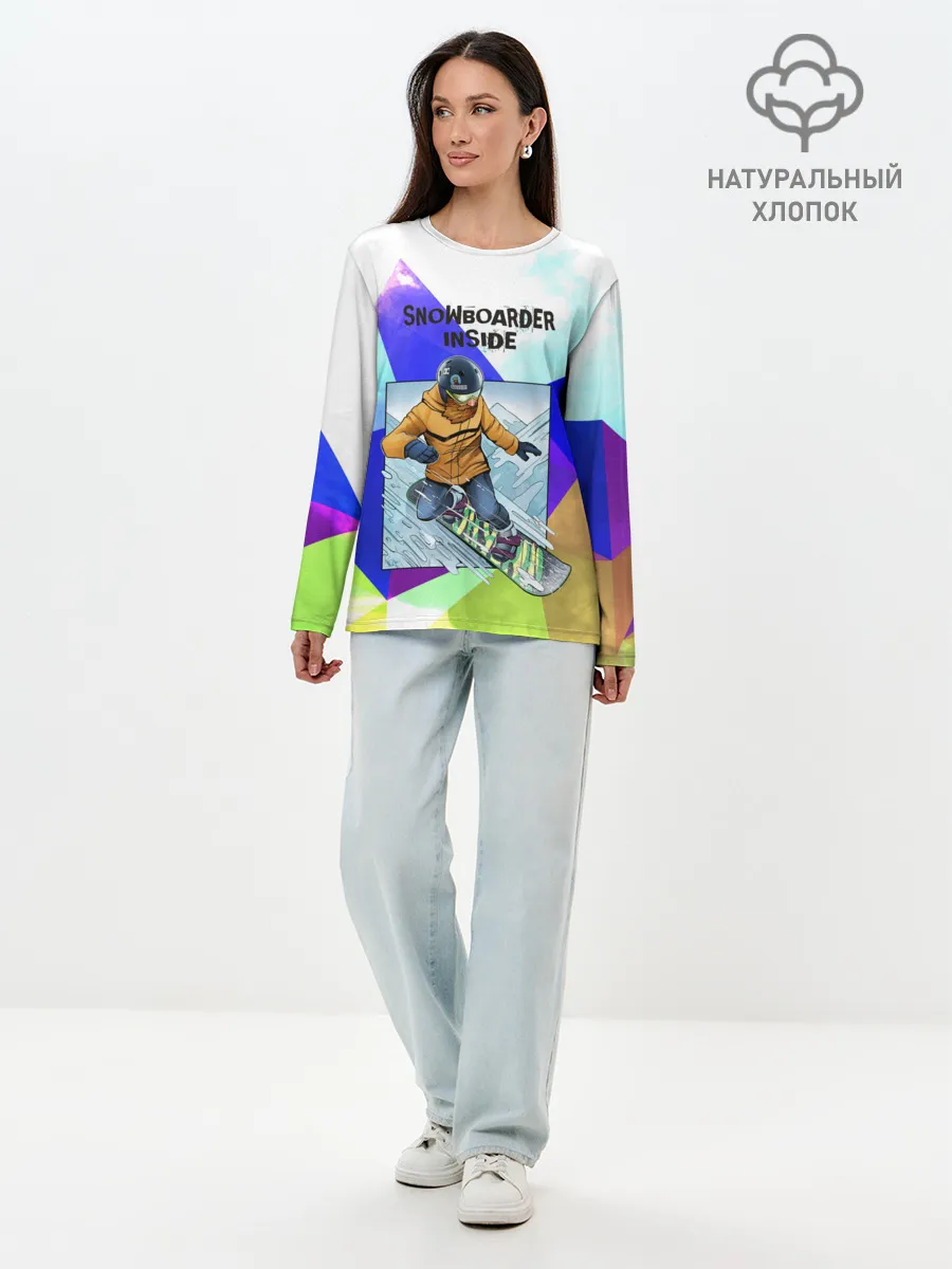 Лонгслив женский. Хлопок / Сноуборд