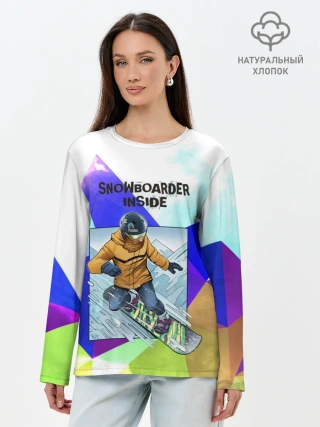 Лонгслив женский. Хлопок / Сноуборд