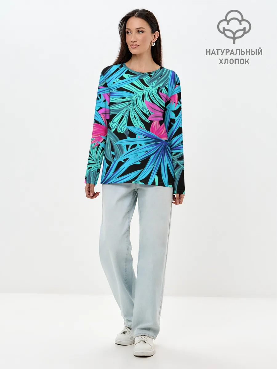Лонгслив женский. Хлопок / Тропикана